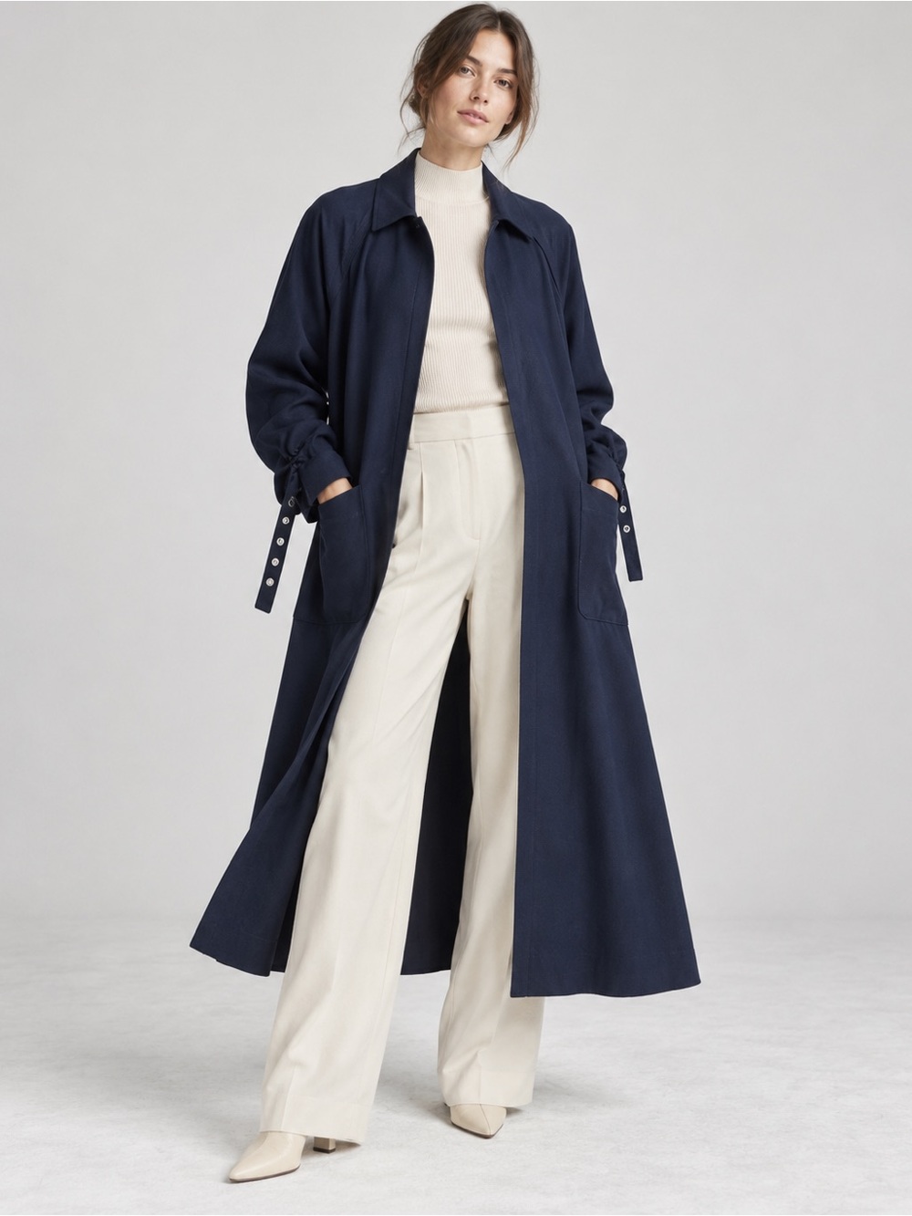 Totokaelo Orton Jacket Navy 100% Virgin Wool Long Coat OS Japanese Fabric